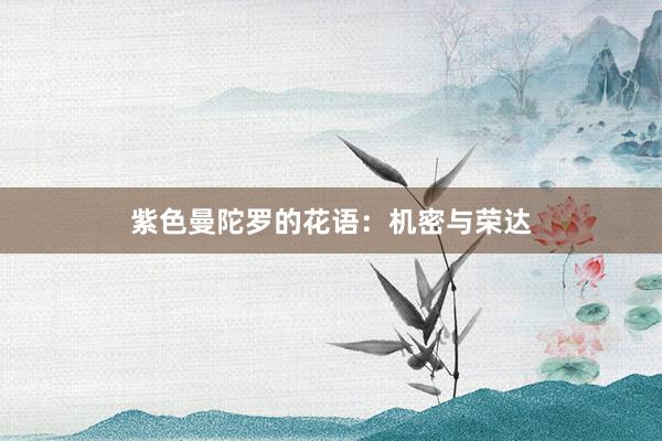 紫色曼陀罗的花语：机密与荣达